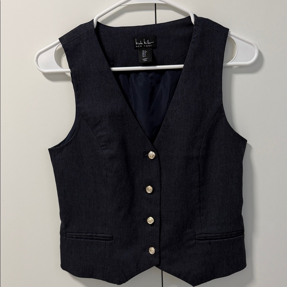 NWOT Nicole Miller Navy Vest